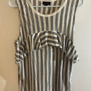 Who What Wear Ruffle Striped Tank - Size Large